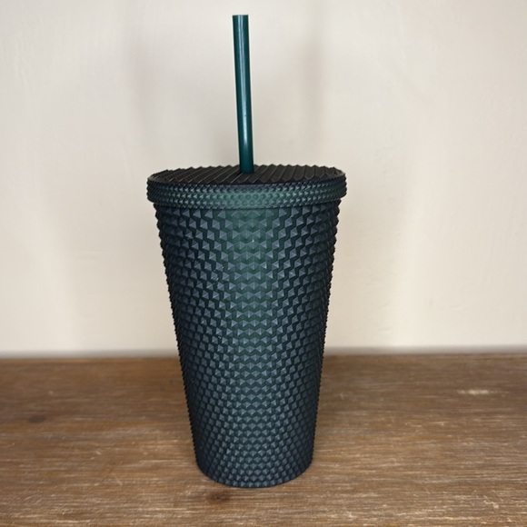 Starbucks NWT 2022 Winter Matte Green Jelly Studded 16oz Tumbler with Straw - Picture 3 of 7